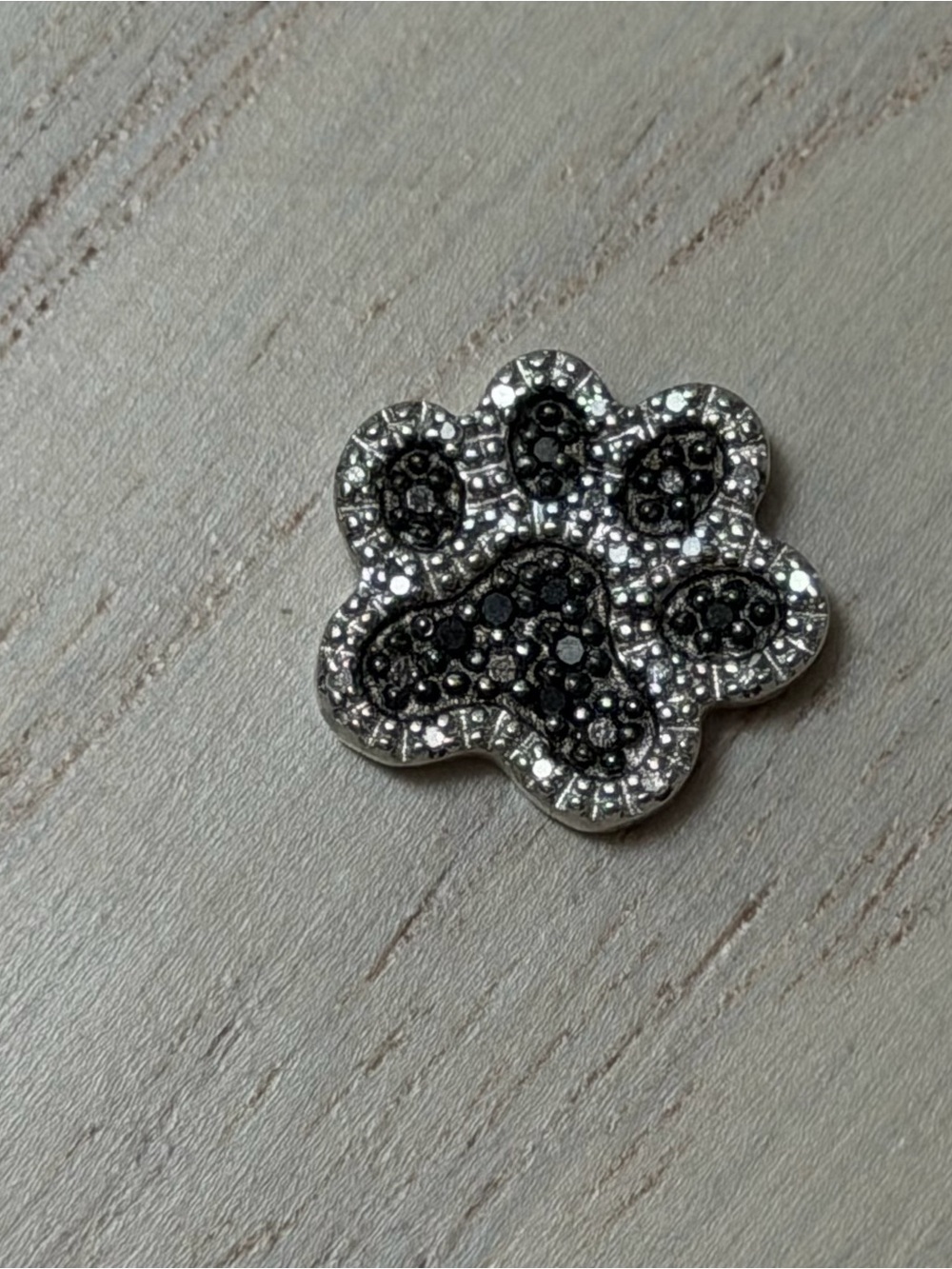 Silver 925  Paw Necklace Charm - Silver and Black